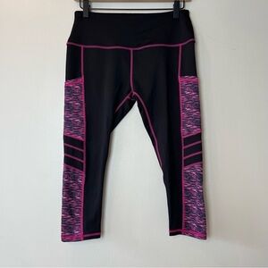 Imido Pink and Black Cropped Athletic Leggings Medium